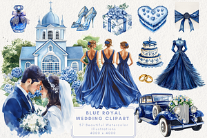 Blue Royal Wedding Clipart, an Illustration by NadiaTheronArt
