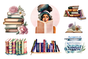 Books Clipart, Booklover PNG