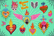 Mexican Tin Milagro Hearts Graphics, a Decorative Illustration by Dapper Dudell (Thumbnail 1 of 3)