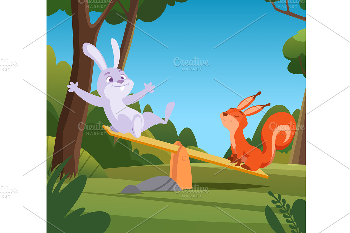 Forest animals. cartoon wild animals, an Animal Illustration by Onyx