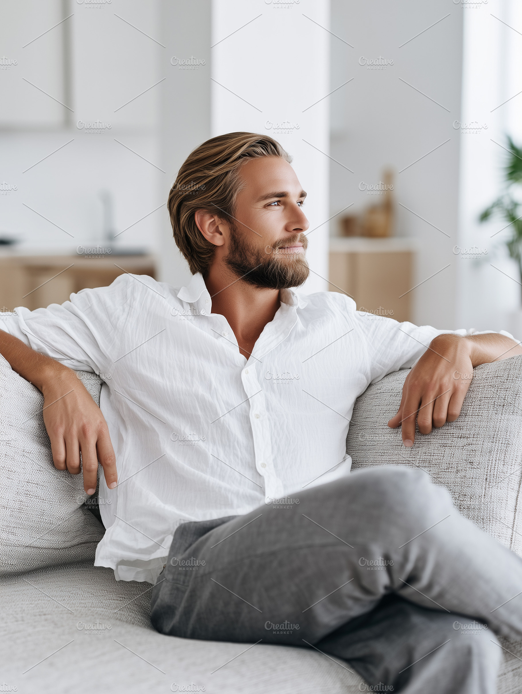 Confident young man with beard relax, a Person Photo by MistyDay