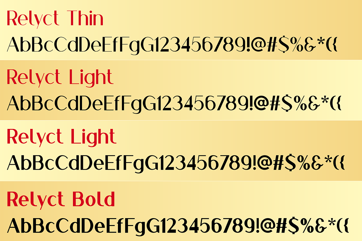 Relyct font family, a Sans Serif Font by vlad.berla (Photo 3 of 7)