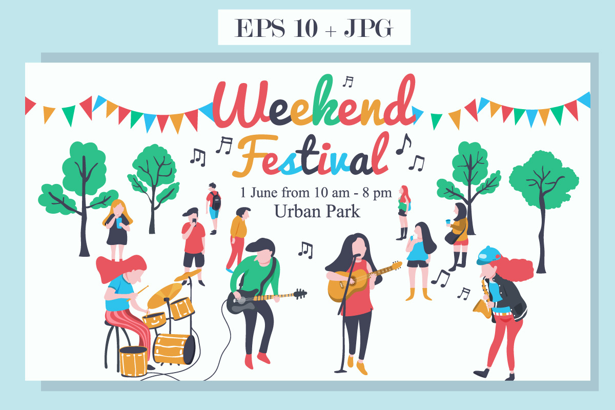 Music band at festival set, a Person Illustration by Wanwiss (Photo 6 of 6)