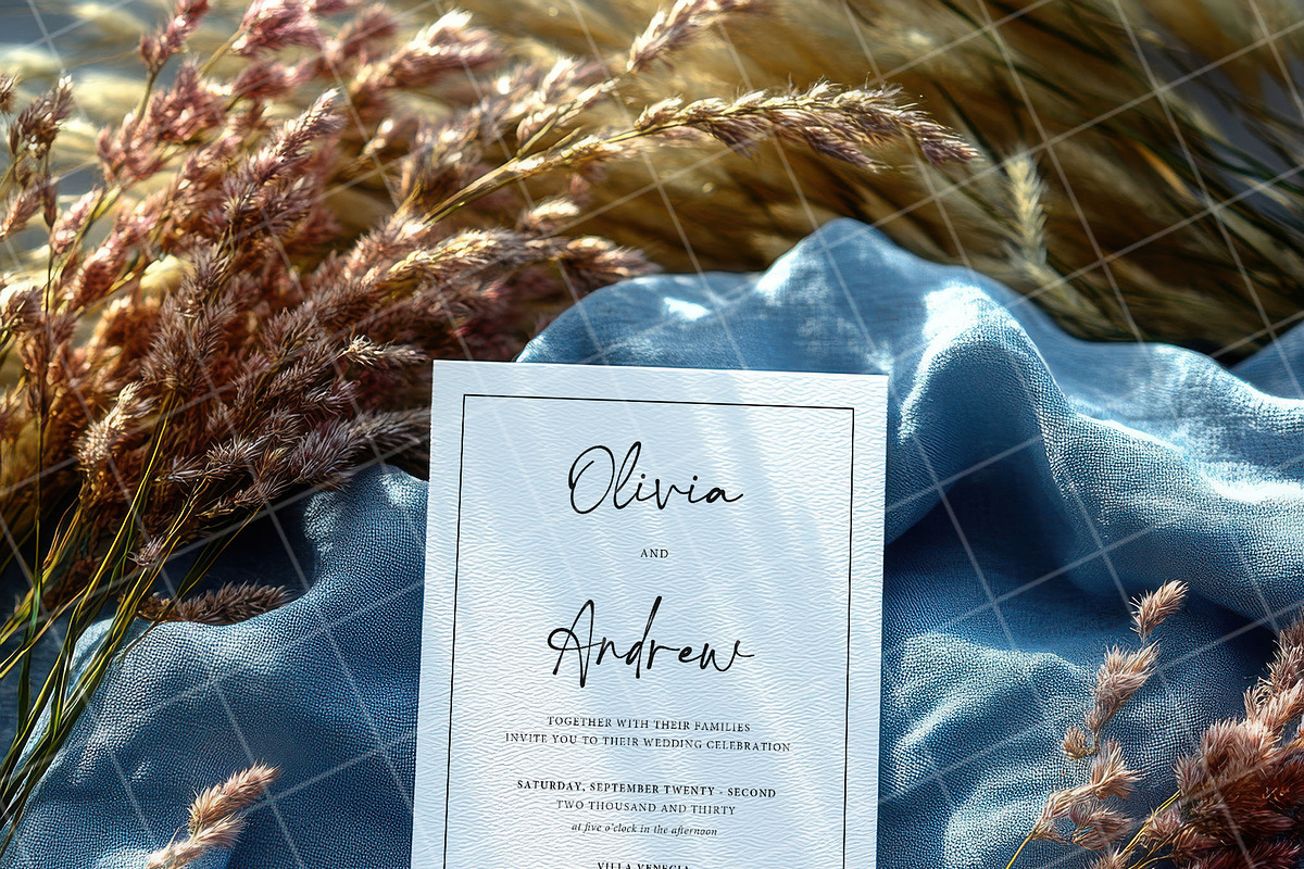 Blue 5x7 Invitation card mockup PSD, an Advertising Mockup by Blush Roses Print (Photo 7 of 9)