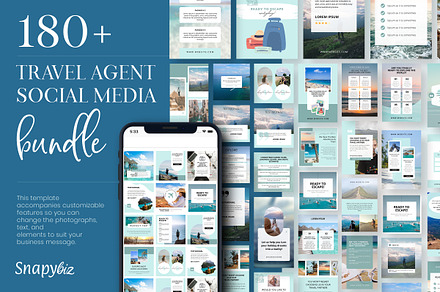 Travel Agent Social Media Bundle, a Marketing Template by Snapybiz