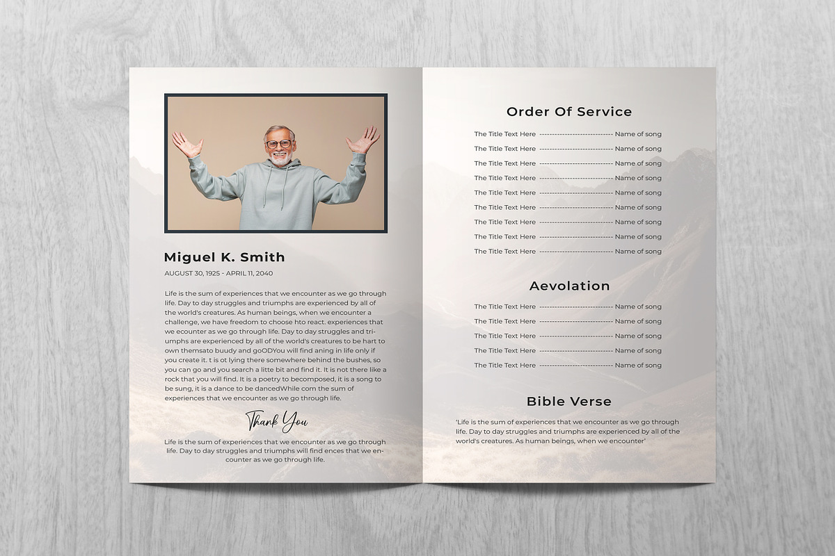 Reddish Mountain Funeral Program, a Brochure Template by Madhabi Studio (Photo 6 of 6)