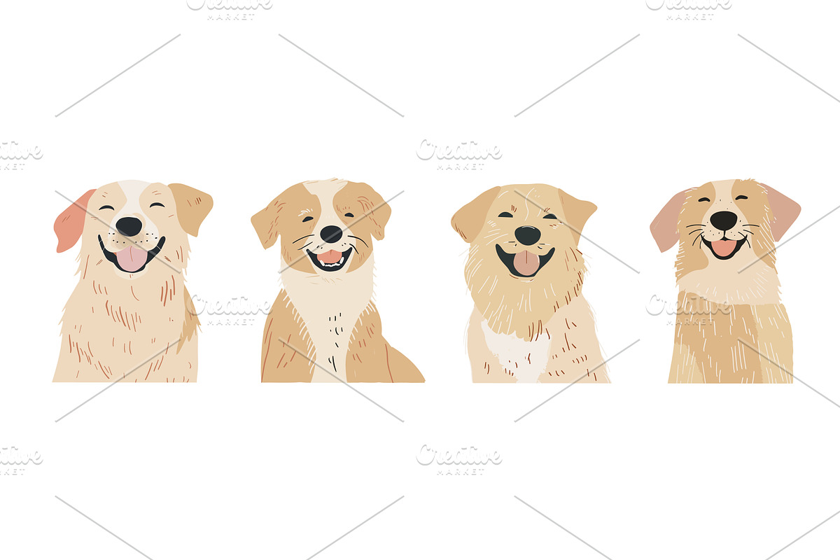 Smiling golden retriever doodle, an Animal Illustration by Valerie Bodnar