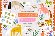 Adorable Horses | Hand drawn clipart, an Animal Illustration by Olia (Thumbnail 1 of 11)