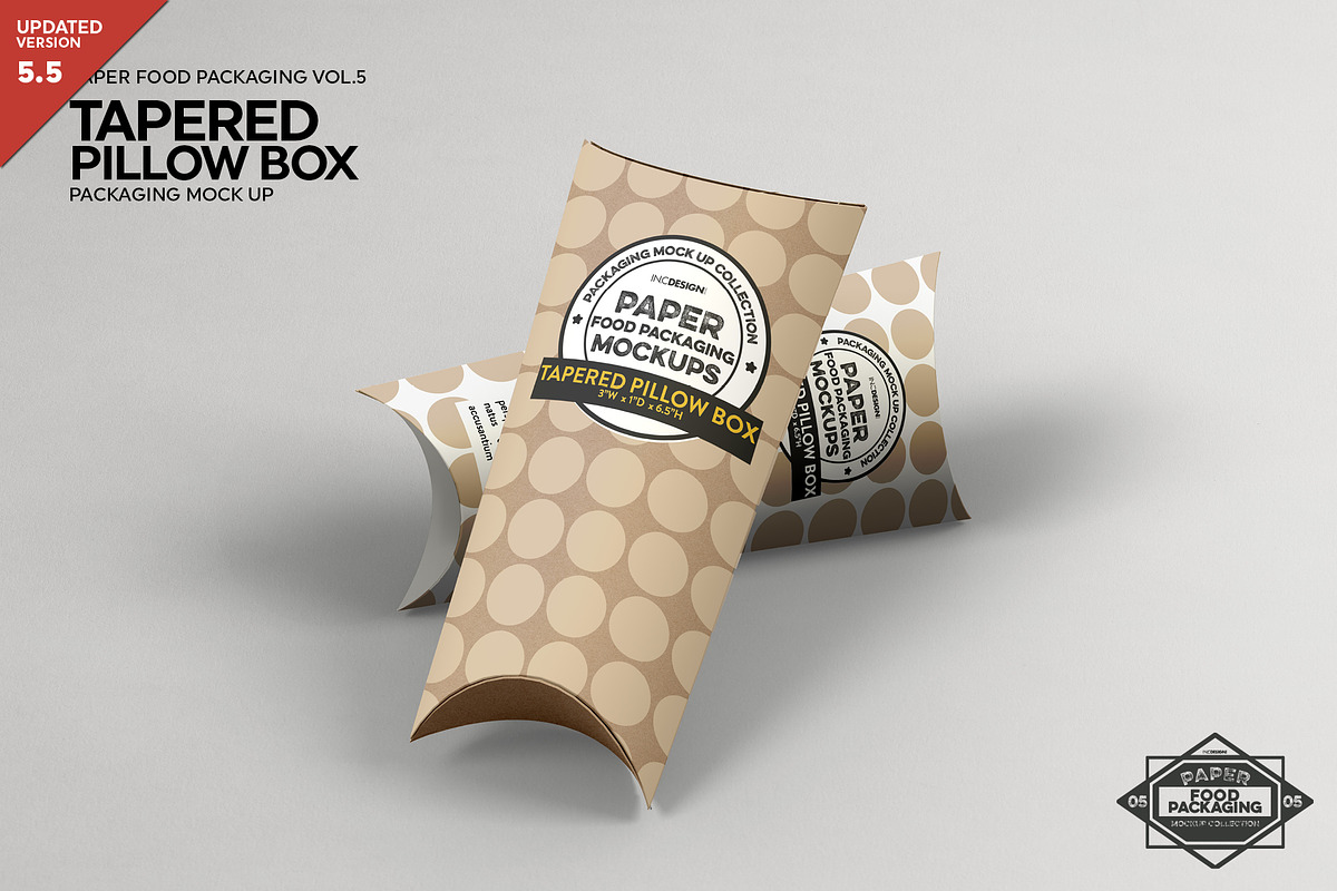 Tapered Pillow Box Packaging Mockup, a Packaging Mockup by INCDesign (Photo 1 of 6)