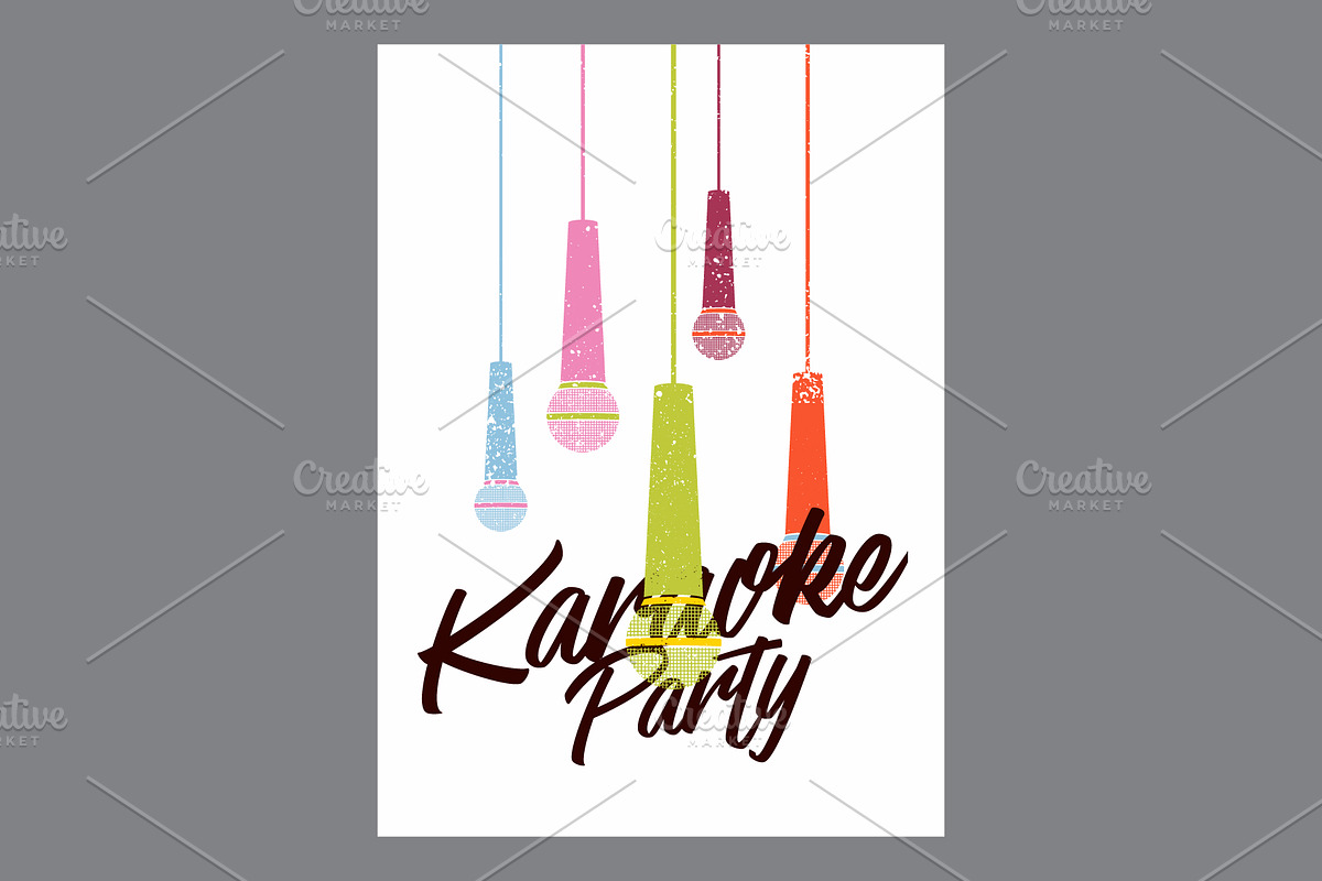 Karaoke Party vector poster set., an Object Illustration by PoPaShop (Photo 5 of 9)