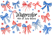 4th of July bows watercolor, a Background Graphic by GoodFairyClipArt (Thumbnail 1 of 2)