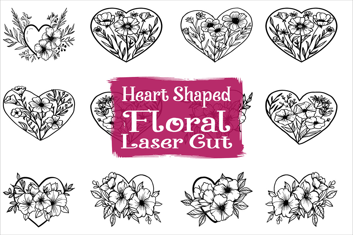 Romantic Floral Heart Laser Cut, an Illustration by Designs_River (Photo 1 of 10)