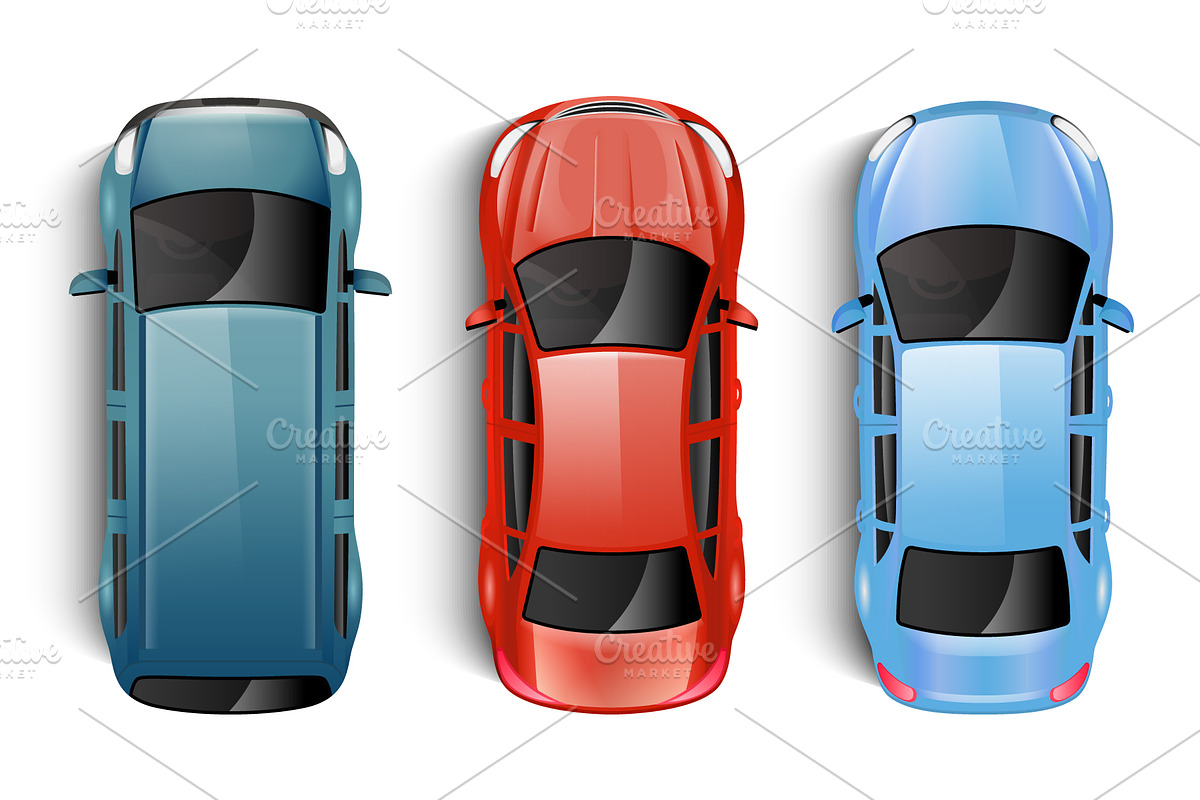 Various colourful cars top view set, a Transportation Illustration by Yayasya (Photo 3 of 3)