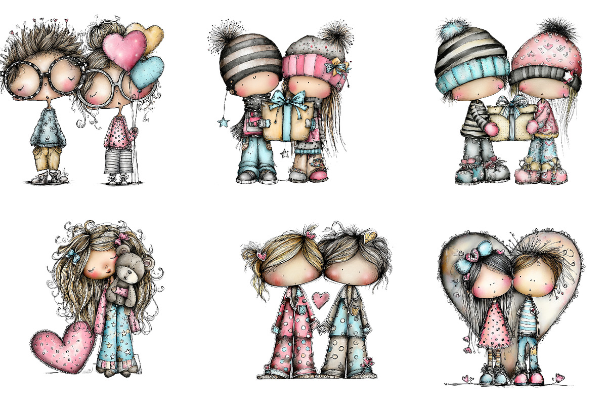 Dreamy Sweetheart Valentine Clipart, an Illustration by CreationArt (Photo 2 of 5)