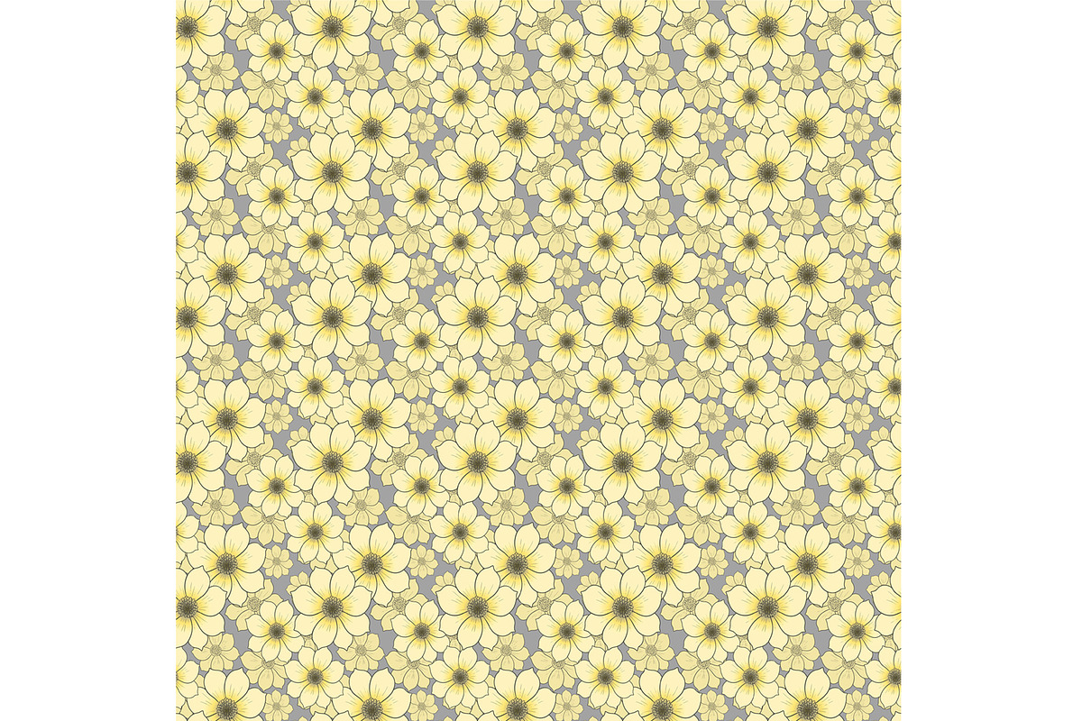 Butter Yellow and Grey Floral, a Pattern Graphic by Sharon Schwalbe (Photo 7 of 8)