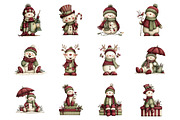Whimsical Tipsy Snowman Clipart, a Graphic by CitraGraphics (Thumbnail 2 of 4)