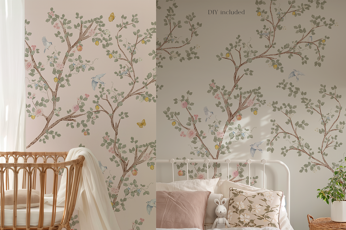 Woodland Chinoiserie Pattern scene, a Wallpaper Graphic by Grace Noboa Illustrations (Photo 2 of 14)