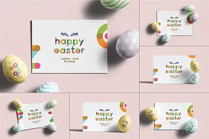 Easter Eggs and Card Mockup, an Advertising Mockup by DesignRushMarket