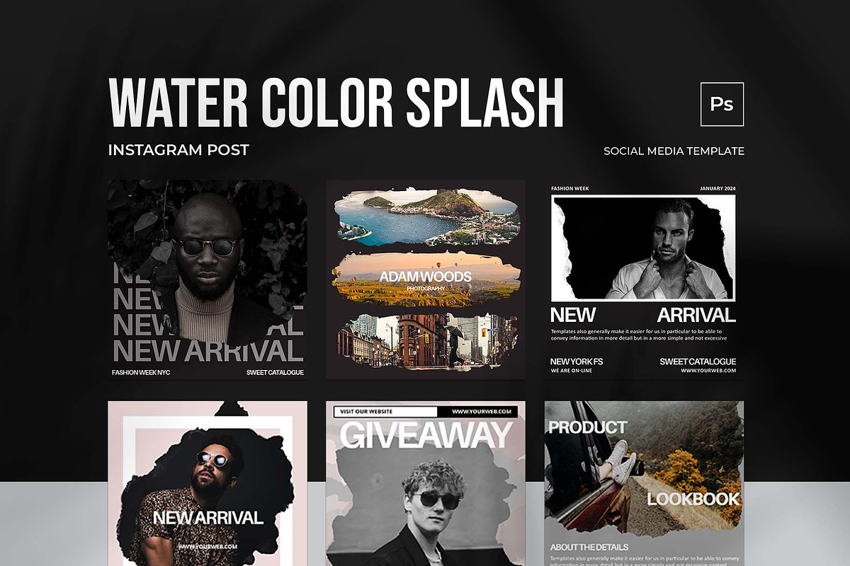 Watercolor Splash Instagram, a Social Media Template by Analogi Studio (Photo 2 of 6)