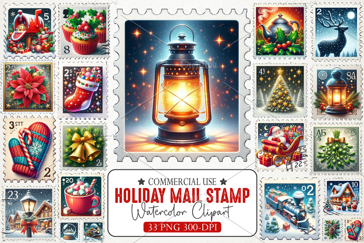 Cozy Holiday Mail Stamp Collection, an Illustration by RobertsArt (Photo 1 of 5)
