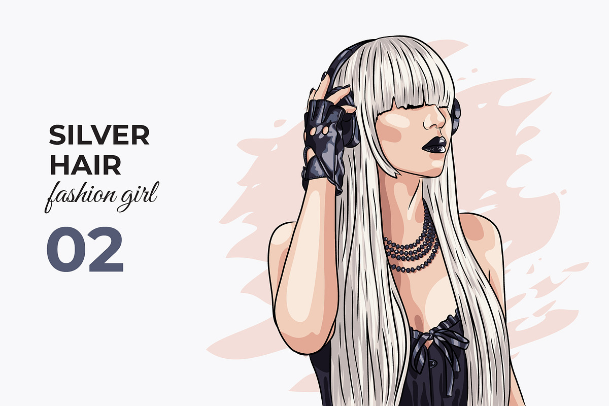 Vector Silver Hair Girl, a Person Illustration by Iryna Denysova (Photo 3 of 4)