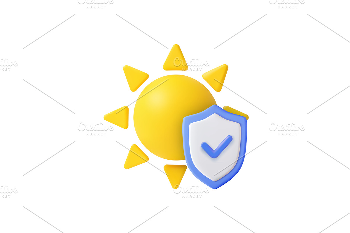 3d Sun Protection Concept with, an Object Illustration by ModVector