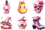 Pink Orange Halloween Clipart, a Seasonal Illustration by Designking (Thumbnail 4 of 5)