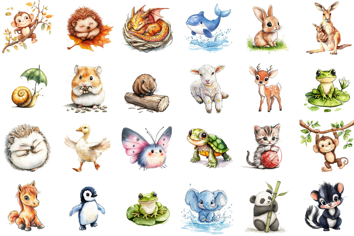 Cute Little Animals Clipart, an Illustration by Sublimation Artist (Photo 2 of 6)