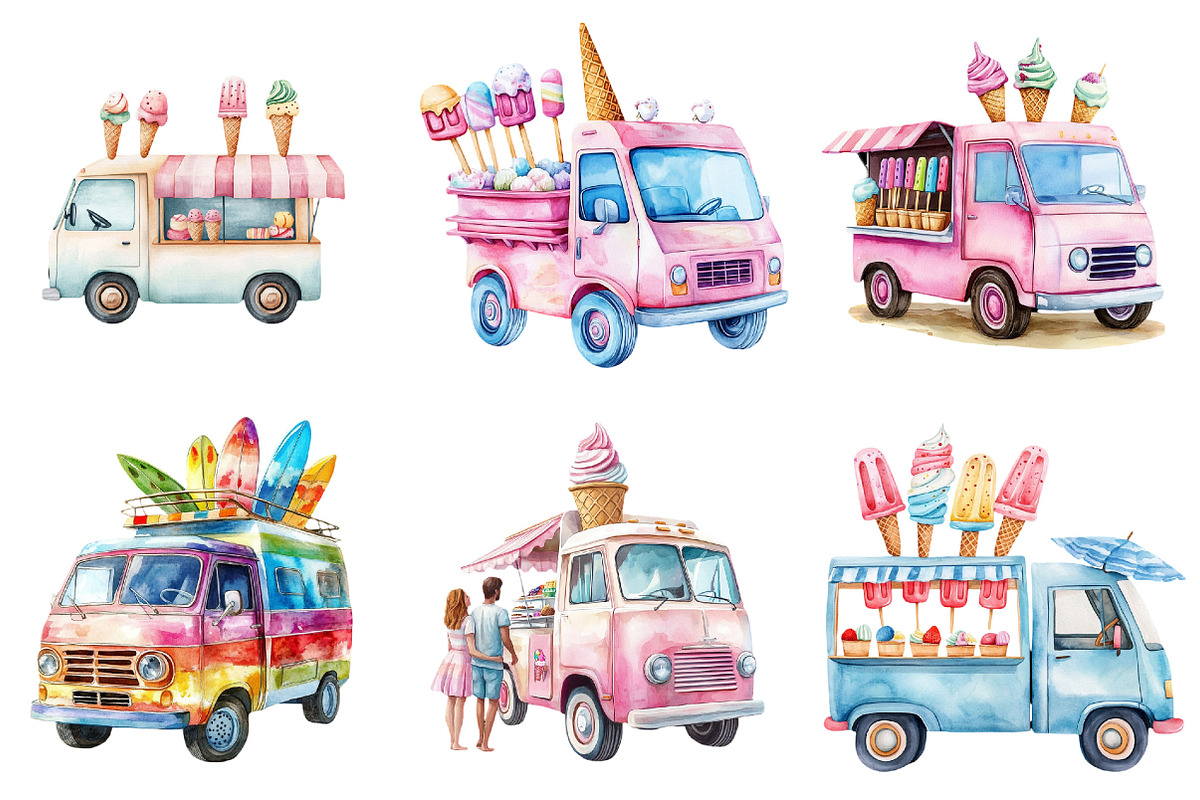 Summer Ice Cream Truck Clipart, an Illustration by Pixels.Craft (Photo 7 of 8)
