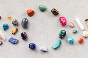 Healing Crystals and Spiritual Tools on Light Background, a Nature Photo by Natalia Klenova's Shop
