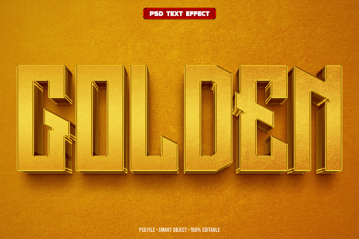 Golden 3D editable text effect, a Layer Style Add-On by Hello Muh (Photo 1 of 2)
