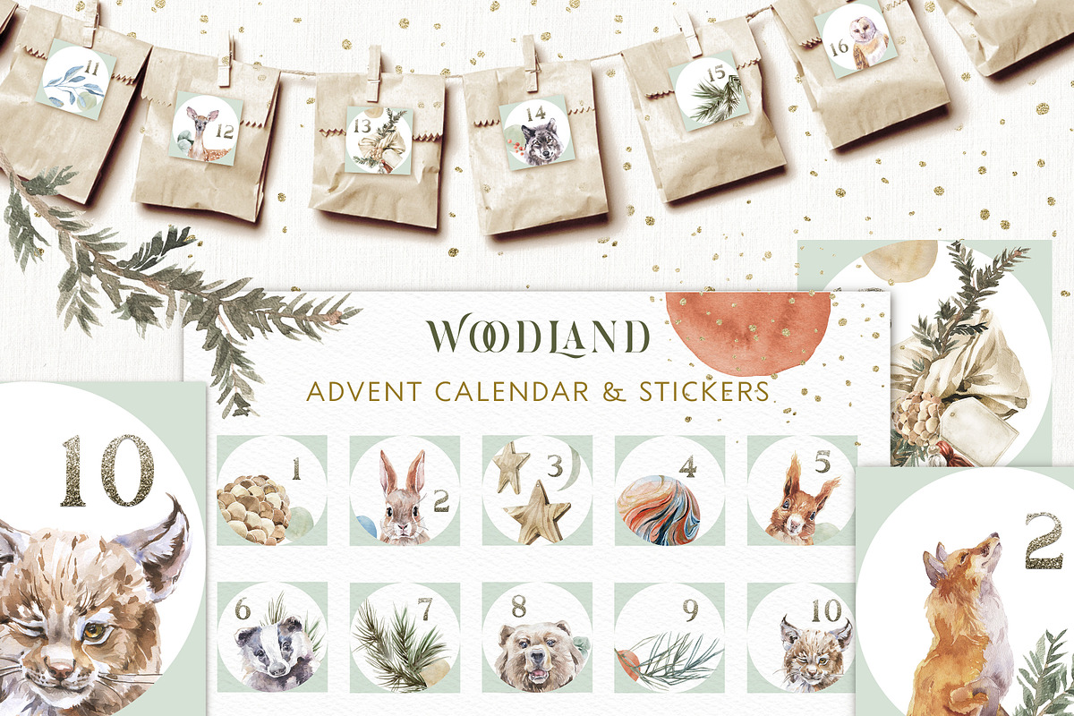 Woodland Advent Calendar & Stickers, a Stationery Template by Cat In Colour (Photo 1 of 4)