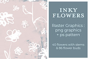 Hand Painted Inked Flowers - Raster, a Texture Illustration by thebrine_creative (Thumbnail 3 of 7)