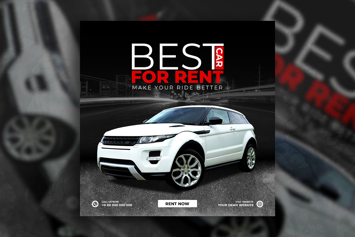 Rent a car social media post, a Social Media Template by Tanmoy Topu (Photo 4 of 11)