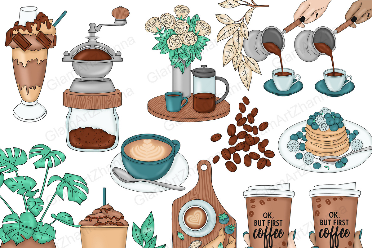 Coffee Lover Clipart, an Illustration by GlamArtZhanna (Photo 2 of 4)