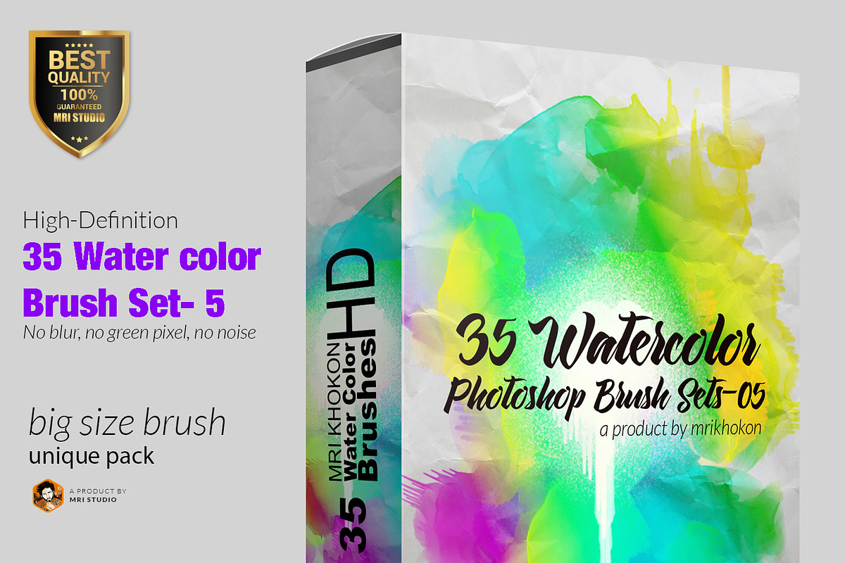 Water color Photoshop Brush Set-5, a Brush Add-On by MRI STUDIO (Photo 1 of 10)