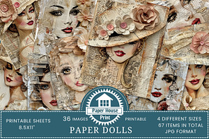 Paper Dolls Junk Journal Pages, an Illustration by NiiiNArt