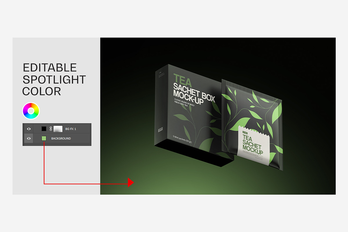Tea Sachets with Box Mockup, a Packaging Mockup by Ram Studio (Photo 26 of 27)
