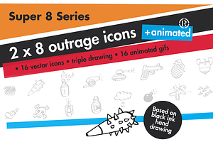 16 outrage vector icons