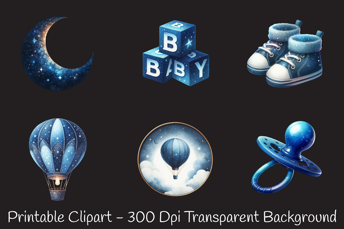 Navy Sky Blue Baby Nursery Clipart, an Illustration by RobertsArt (Photo 5 of 8)