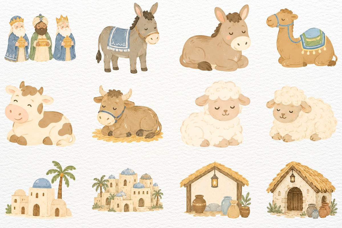 Nativity Christmas Clipart Jesus PNG, a Seasonal Illustration by SugarCloudStudioArt (Photo 3 of 5)