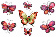 Watercolor Butterfly Clipart Bundle, an Illustration by cherrydesign (Thumbnail 3 of 4)