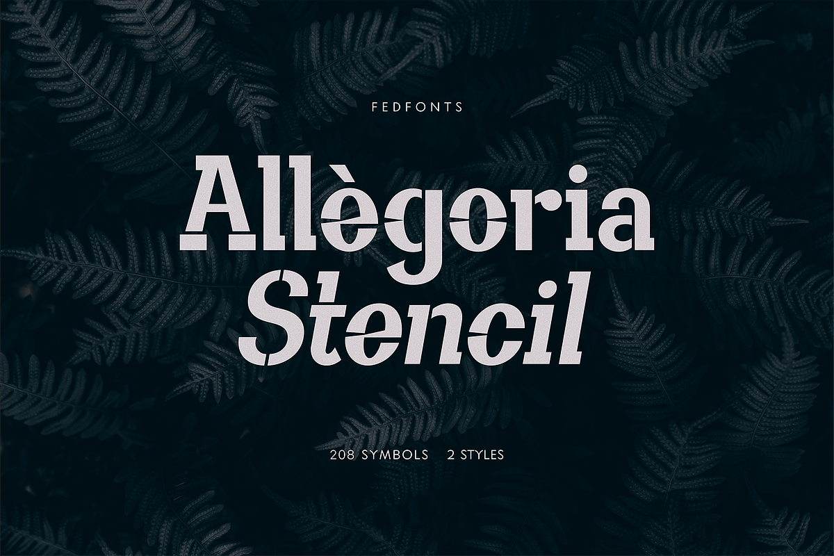 Allegoria Stencil, a Slab Serif Font by Fedfonts (Photo 1 of 8)