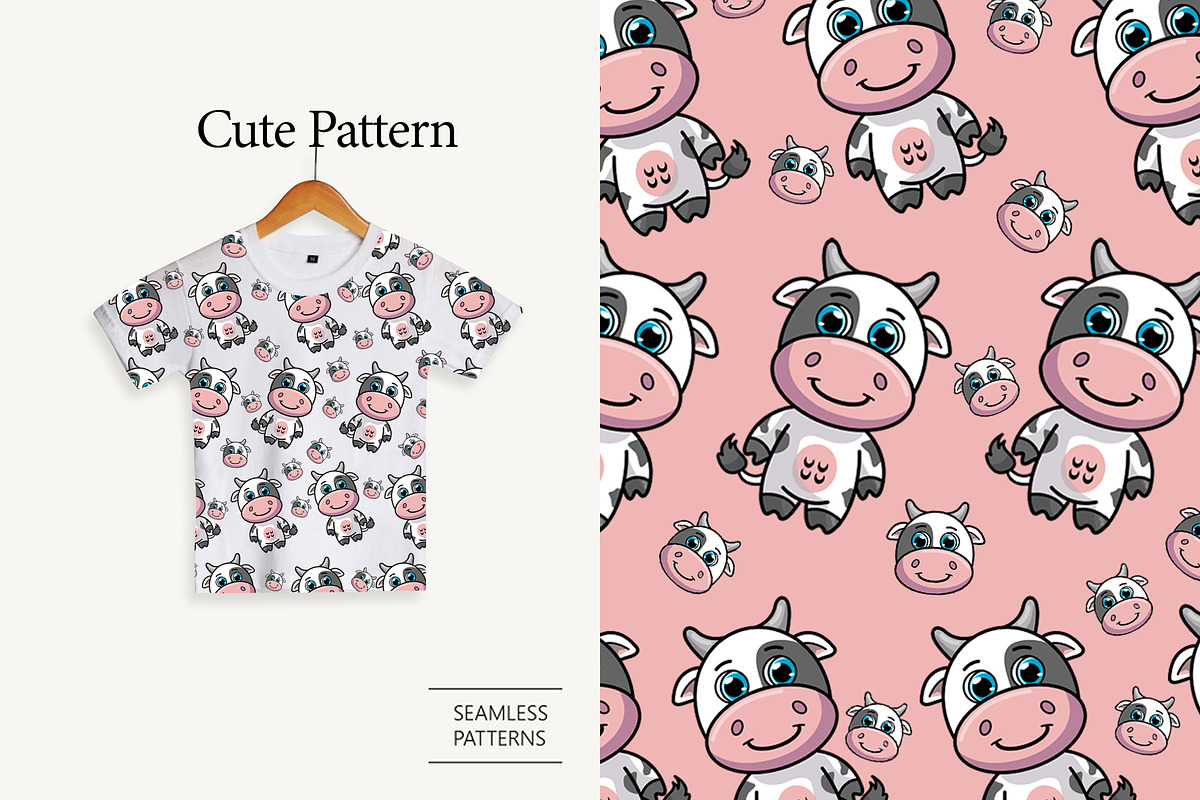 cute pattern little cow, a Pattern Graphic by borera studio (Photo 1 of 5)