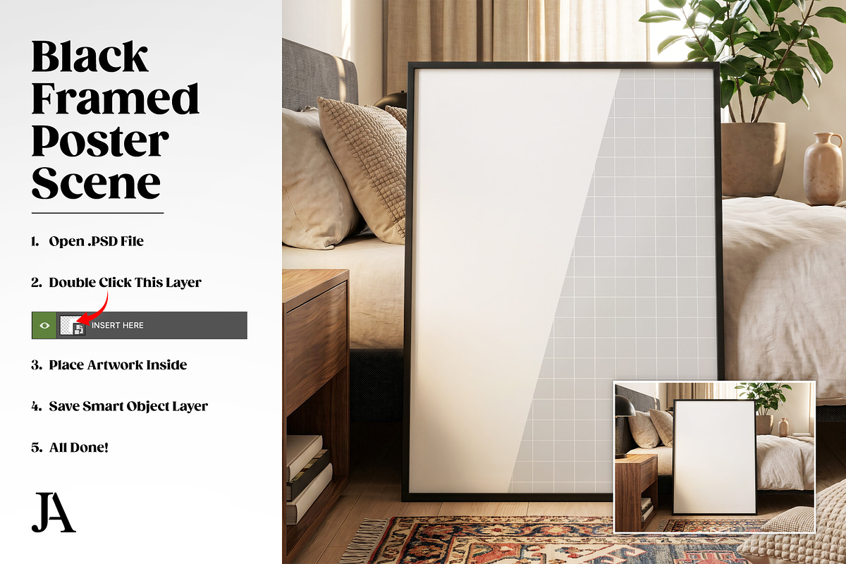 Black Framed Poster DIN A PSD Mockup, a Household Mockup by Julian Adams (Photo 3 of 3)