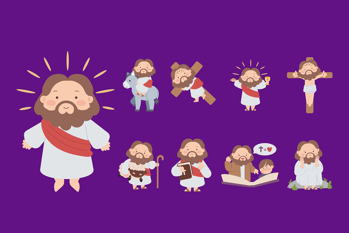 Cute Jesus Illustration Set