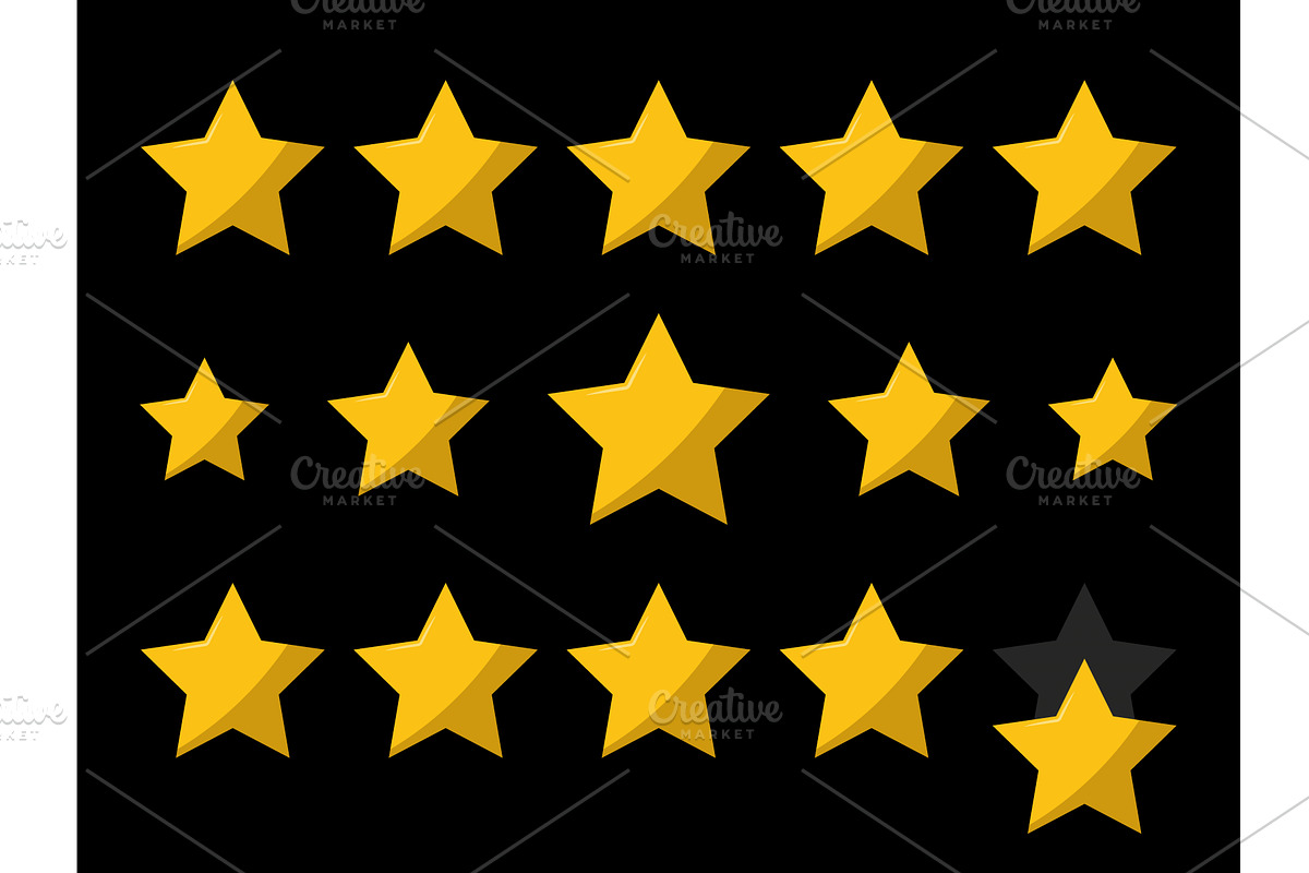 Yellow stars rating icon set, an Object Illustration by Vector Creator