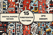 Firefighter Patterns Digital Papers, a Pattern Graphic by Dizzy Art Studio (Thumbnail 1 of 3)