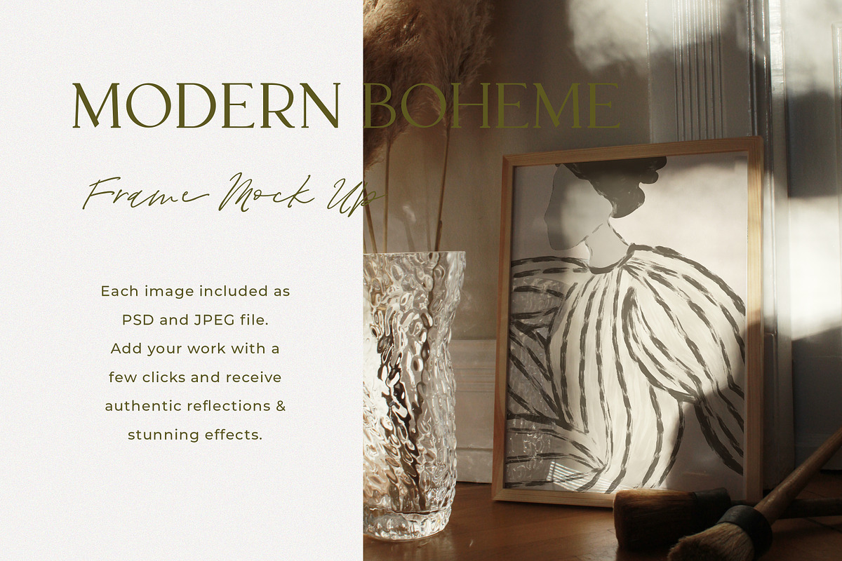 Boho Interior & Wooden Frame Mock Up, a Print Template by Wonderland Styled Stock (Photo 5 of 11)