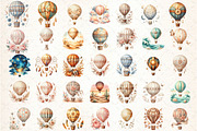 Watercolor Hot Air Balloons Boho PNG, an Illustration by DreamCafeArt (Thumbnail 3 of 6)